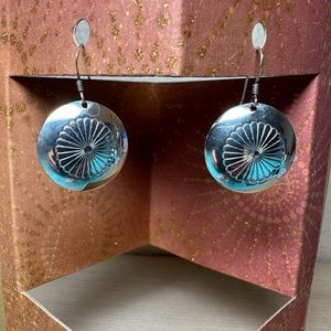 925 Sterling Silver Round Dangling Earrings